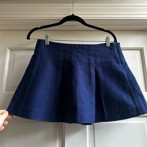 Navy blue wool blend skirt